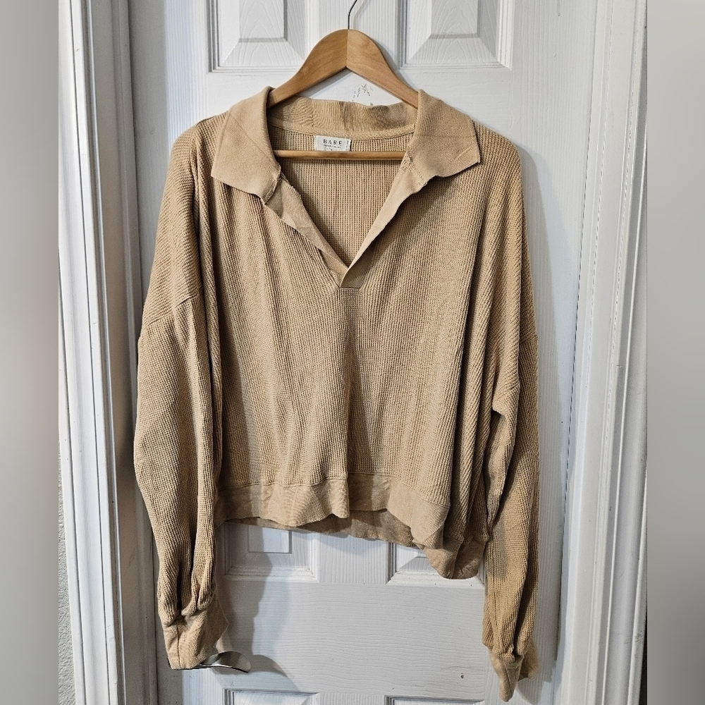 Waffle Polo Sweatshirt Bare by Charlie Holiday